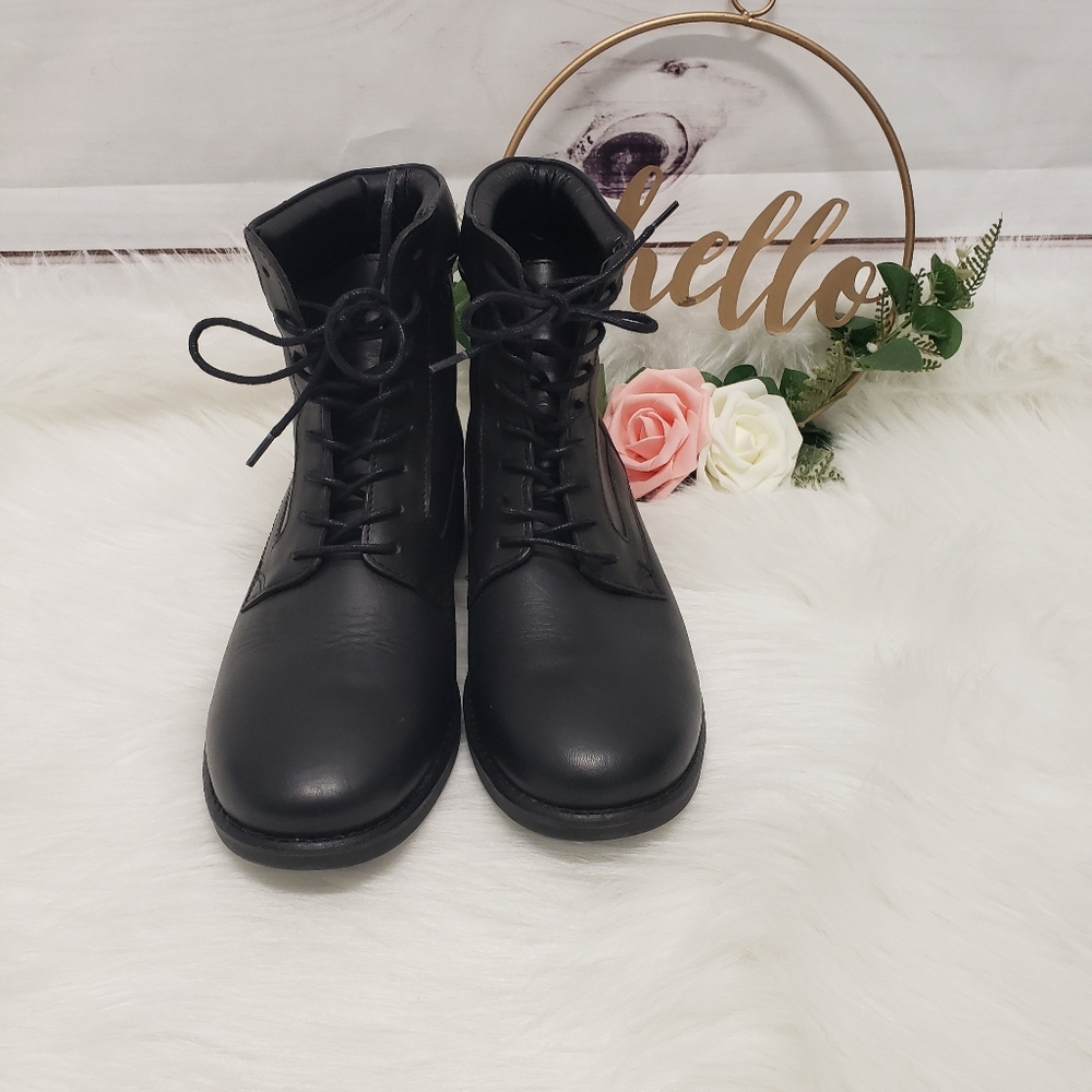 L.L. Bean black leather moto combat boots size 9.5 - Picture 4 of 8